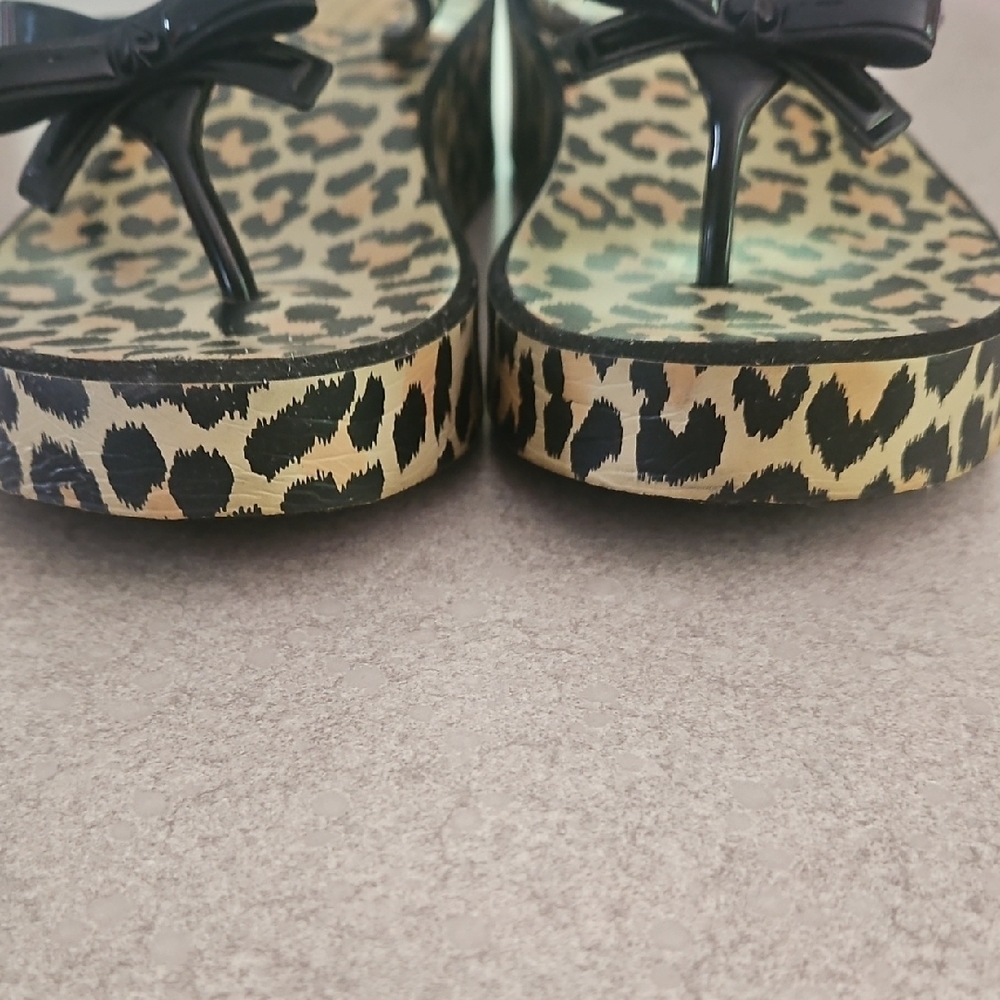 Kate Spade Animal Print Sandals with Glossy Bow - Picture 5 of 7